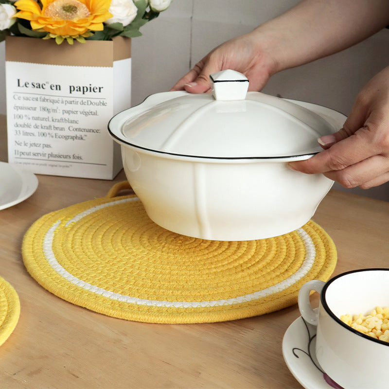 Fruit-Themed Cotton Rope Trivet, Round Heat Resistant Placemat, Coaster & Hanging Pot Holder