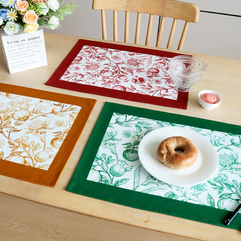 Cotton Canvas Placemat, Printed Tablecloth & Napkin