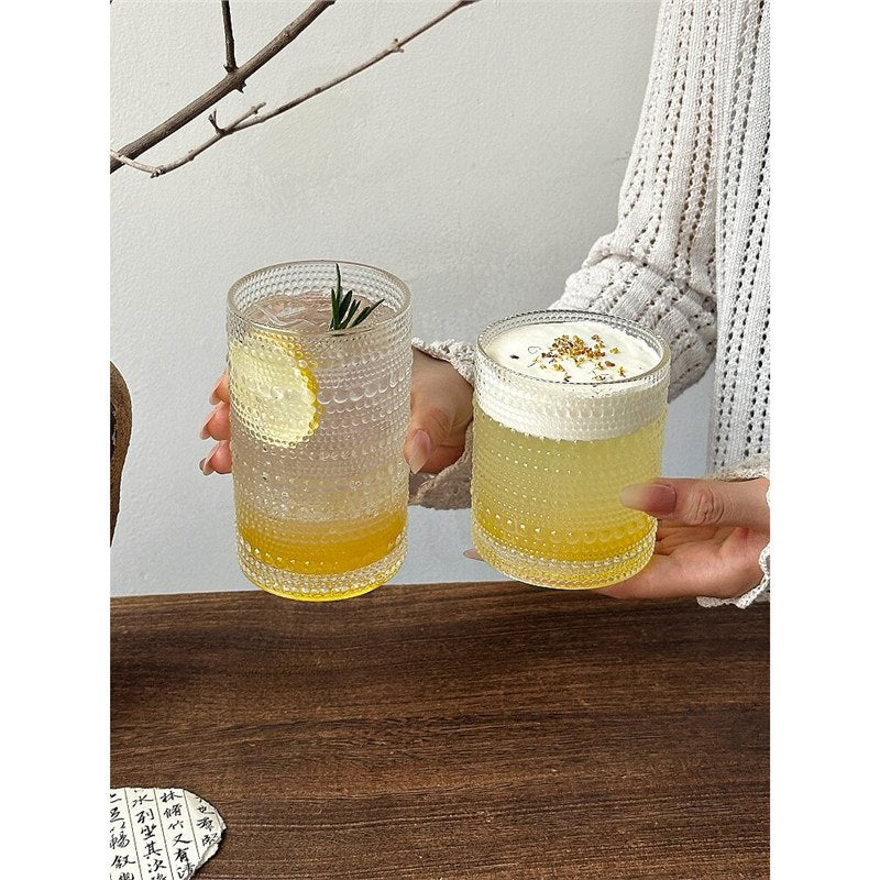 Vintage Hobnail Glass Tumbler, Clear Textured Drinking Glass