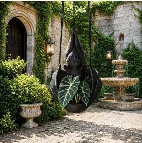 6-Inch Hanging Bat Resin Planter