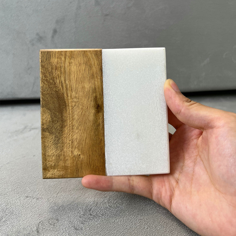 Marble & Wood Coaster – Heat-Resistant Drink Coaster