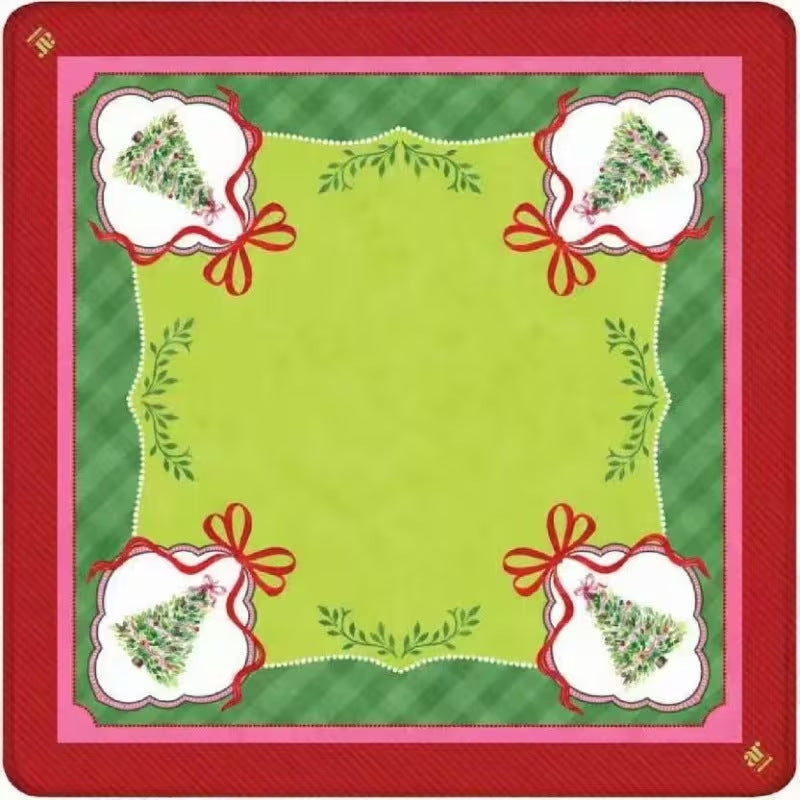 80 × 80 cm Printed Mahjong Table Mat, Polyester Game Table Cover with Finished Edges