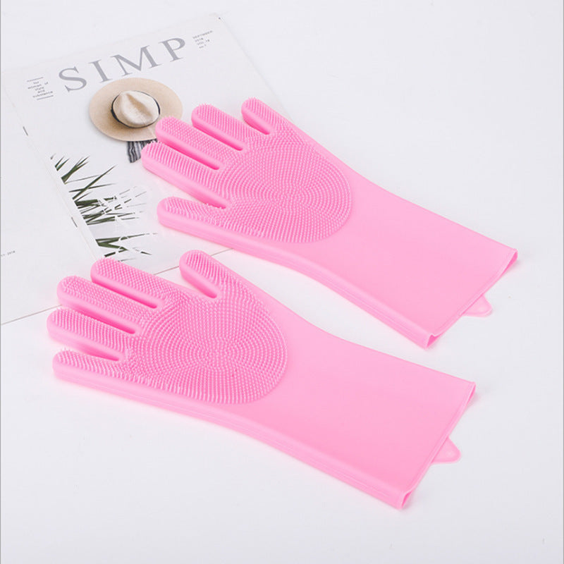 Silicone Dishwashing Gloves with Scrubber Bristles – Reusable Cleaning Gloves