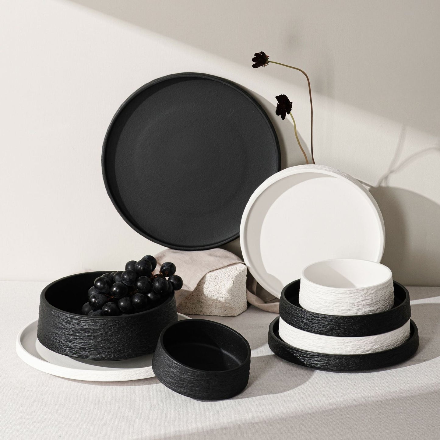 Stone Texture Ceramic Dinnerware Set – Luxury Bowls & Plates Collection