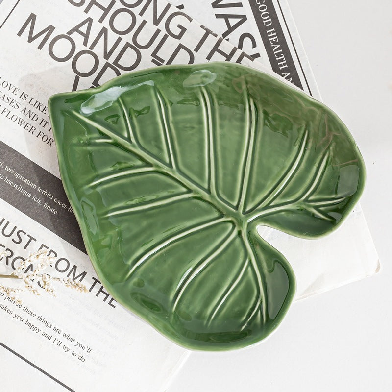 Ceramic Spoon Holder – Tropical Leaf Kitchen Accessory