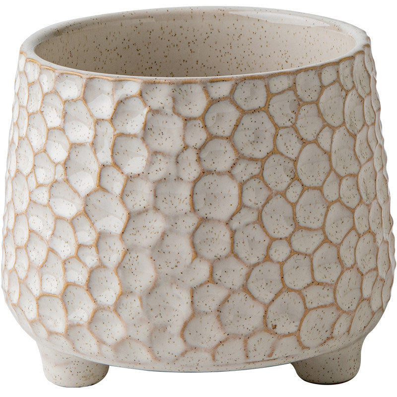 Textured Ceramic Storage Jar – 680ml Three-Leg Countertop Organizer, Utensil Holder or Small Planter