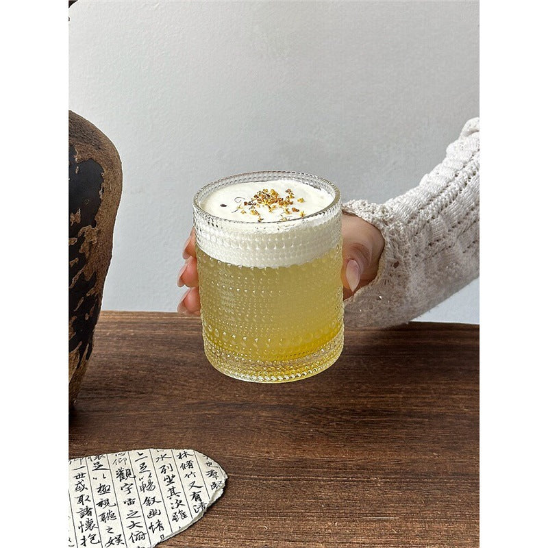 Vintage Hobnail Glass Tumbler, Clear Textured Drinking Glass