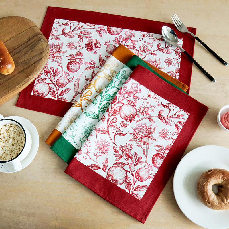 Cotton Canvas Placemat, Printed Tablecloth & Napkin