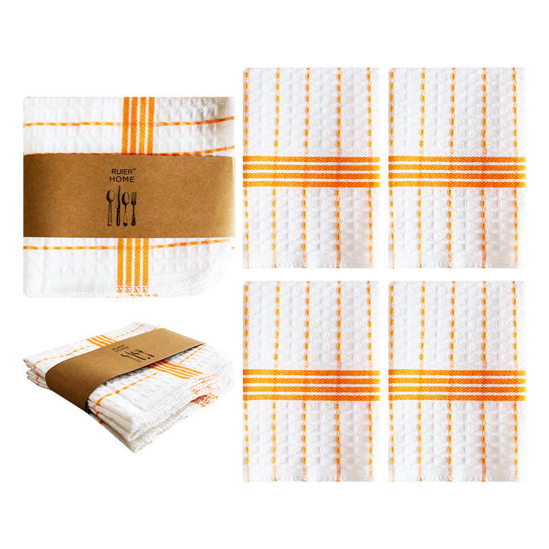 Cotton Waffle Dish Cloths, 4-Pack Kitchen Cleaning Towel Set