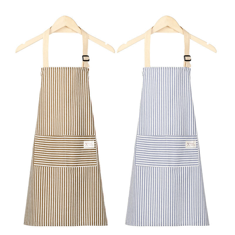 Cotton Linen Apron for Women, Cute Sleeveless Kitchen Smock with Front Pocket