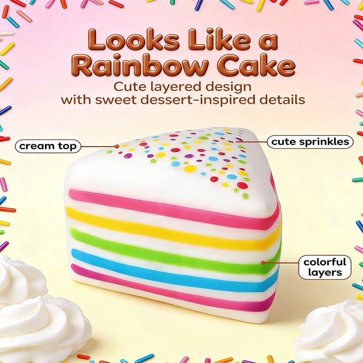Rainbow Cake Squishy Toy – Snowflake Ice Cube Malt Syrup Stress Relief Fidget