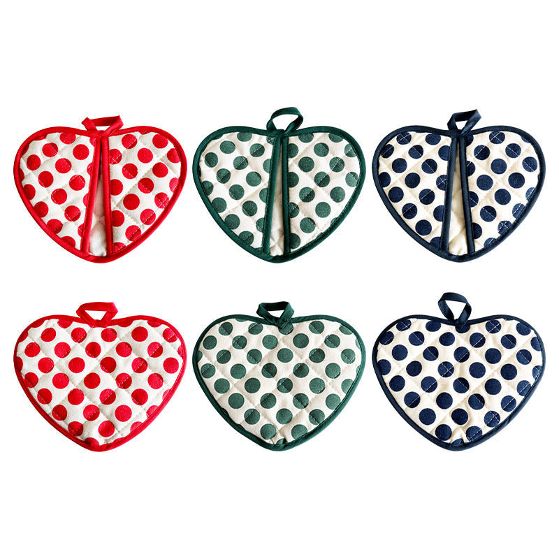 Thick Heart-Shaped Heat Resistant Pot Holder, Double-Layer Cotton Insulated Oven Mitt