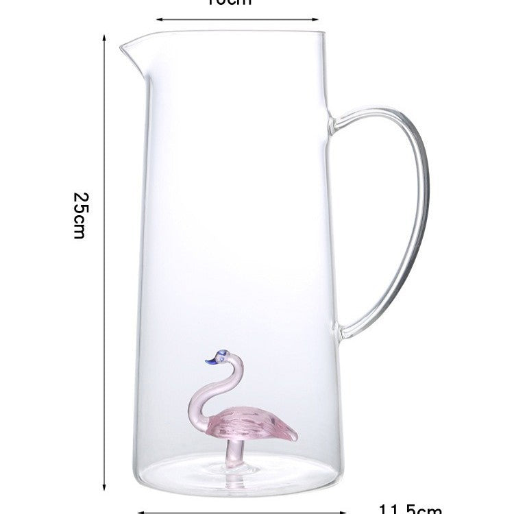 Flamingo Glass Water Pitcher – Elegant Carafe for Tea, Juice & Water