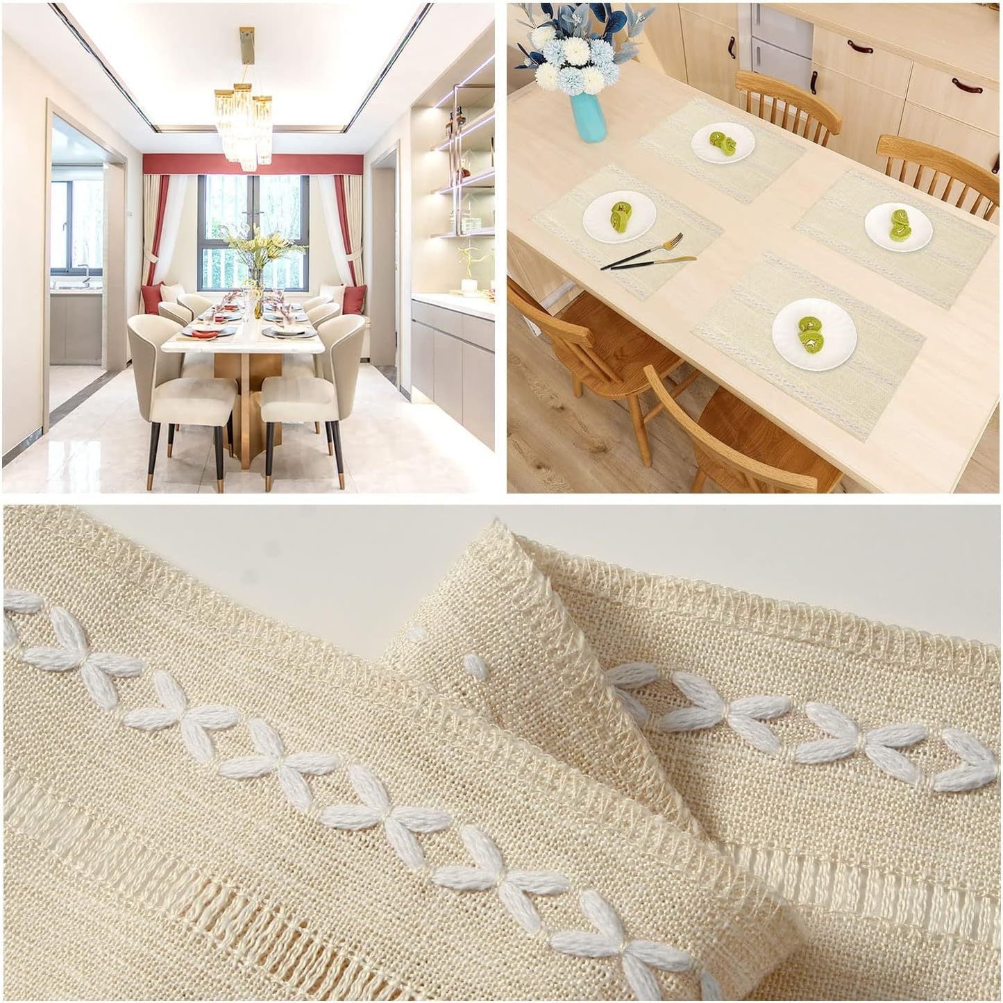 Woven Cotton Linen Placemat, Natural Heat-Resistant Table Mat for Coffee, Tea and Dining