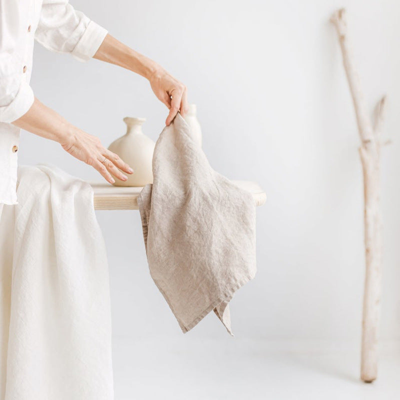 Solid Washed Cotton Linen Napkin, Minimal Dining Table Mat and Food Cover