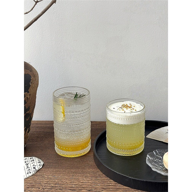 Vintage Hobnail Glass Tumbler, Clear Textured Drinking Glass