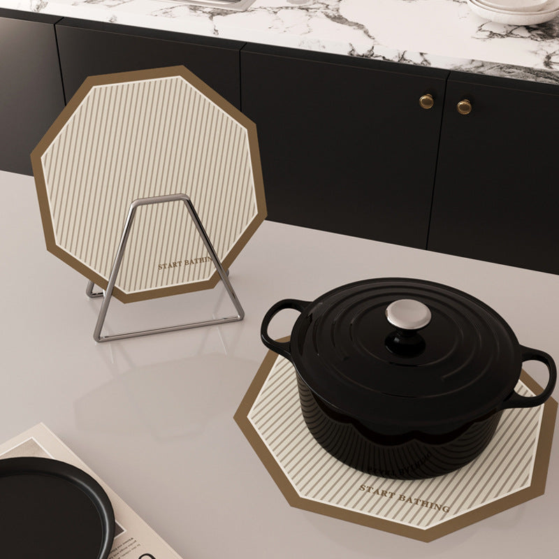 20CM  Octagonal Heat Resistant Pot Trivet – Modern Stripe Kitchen Hot Pad for Pots, Pans & Dining Table Protection