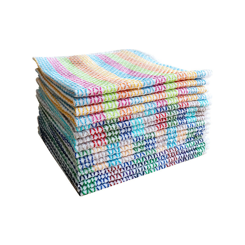 Striped Cotton Dish Cloths, 4-Pack Kitchen Towel Set