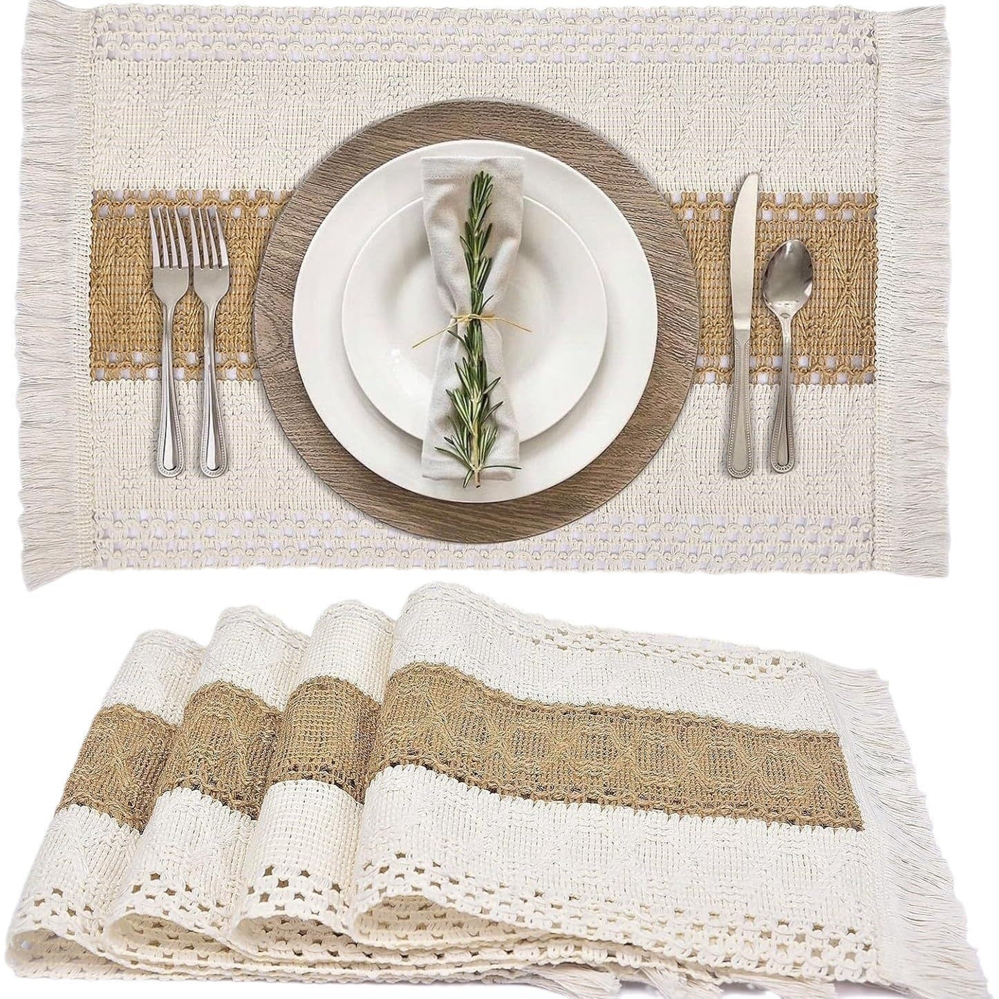Nordic Cotton Linen Placemat, Table Mat for Dinner Parties, Weddings and Everyday Dining