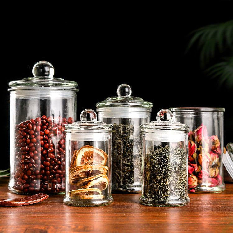 Glass Storage Jar with Lid – Airtight Container for Tea, Grains & Dry Goods