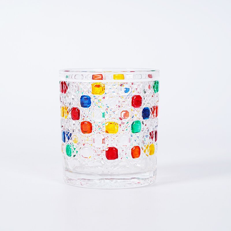 Vintage Embossed Glass Tumbler – Bohemian Dot Pattern Whiskey & Juice Glass