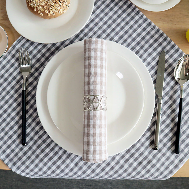 Cotton Checkered Square Napkins, Ready-Stock Kitchen Towels for Home Dining