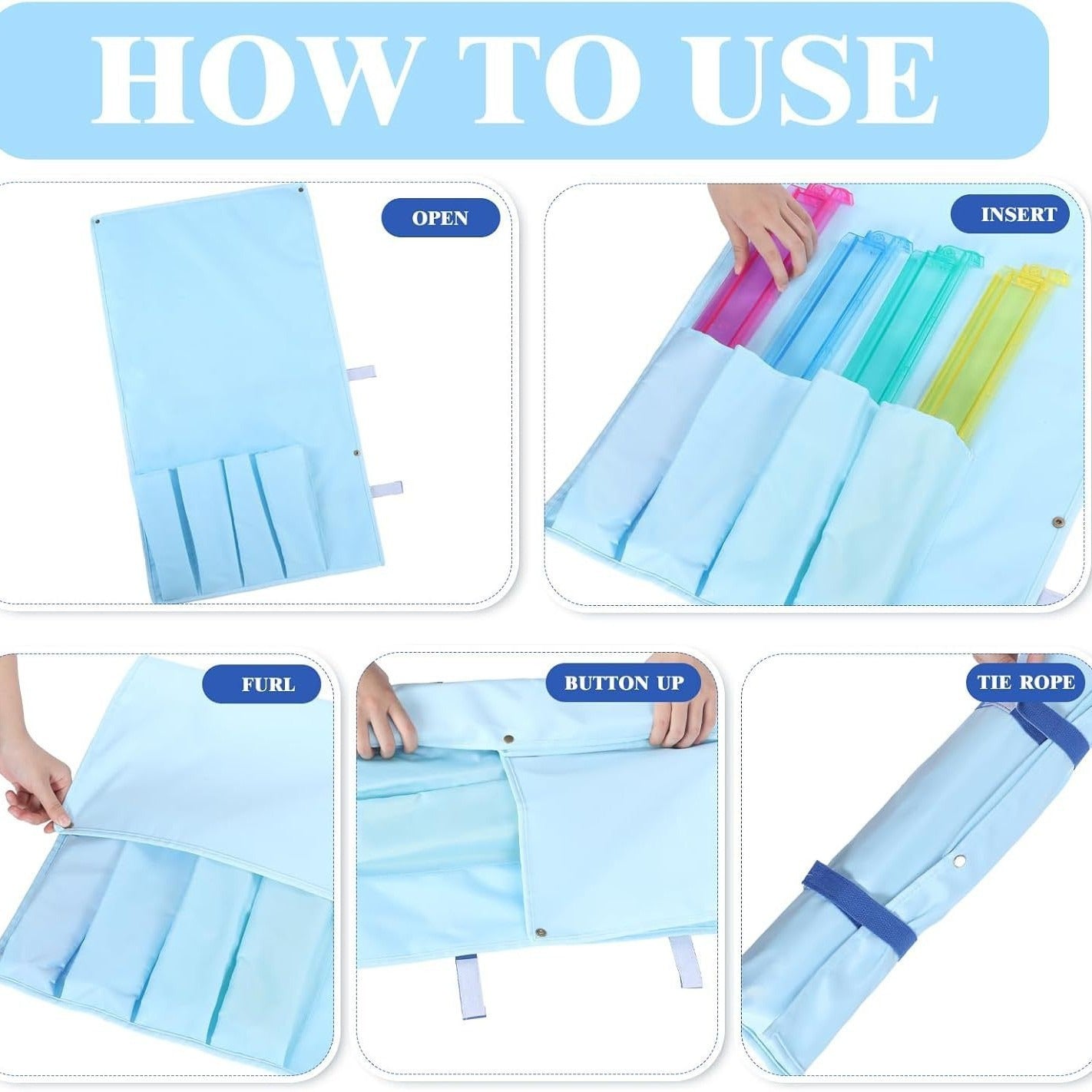 Portable Mahjong Rack Storage Mat – Polyester Roll-Up Organizer Bag with 4 Pockets for Mahjong Pushers, Racks, Travel & Game Night