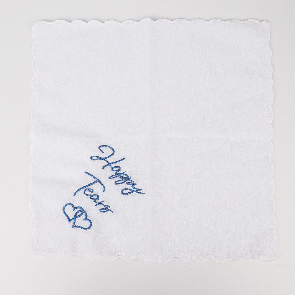 Embroidered Wedding Handkerchief – Cotton Keepsake Gift