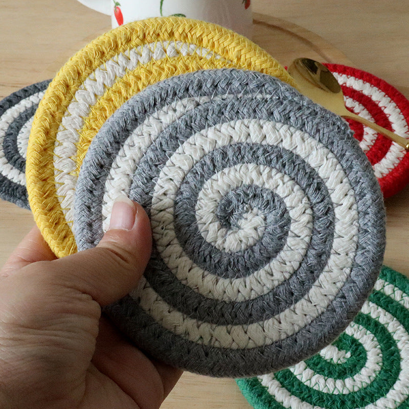 Handwoven Cotton Rope Coaster, Thick Spiral Heat-Resistant Table Mat