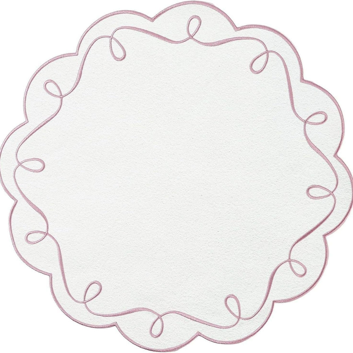 Embroidered Round Placemat – Scalloped Fabric Table Mat