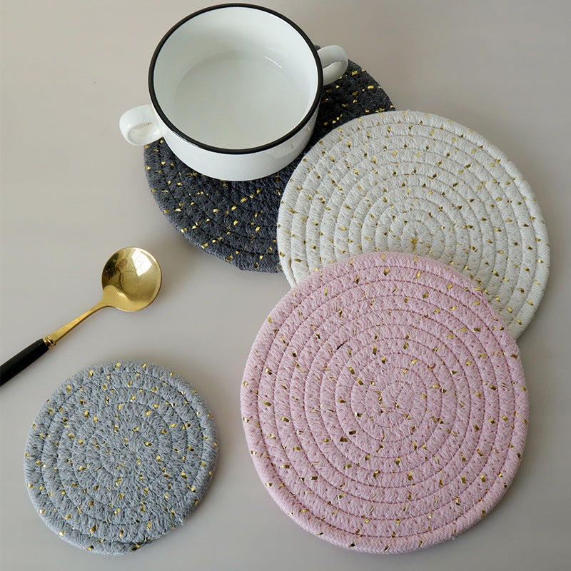 Handwoven Cotton Rope Trivet, Multi-Purpose Kitchen Table Mat & Heat Resistant Coaster