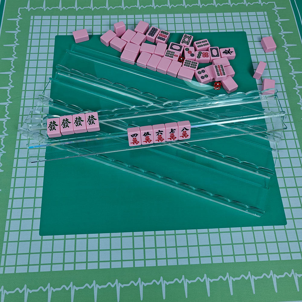 American Mahjong Racks Set – 20" Acrylic Tile Racks & Pushers (Set of 4)