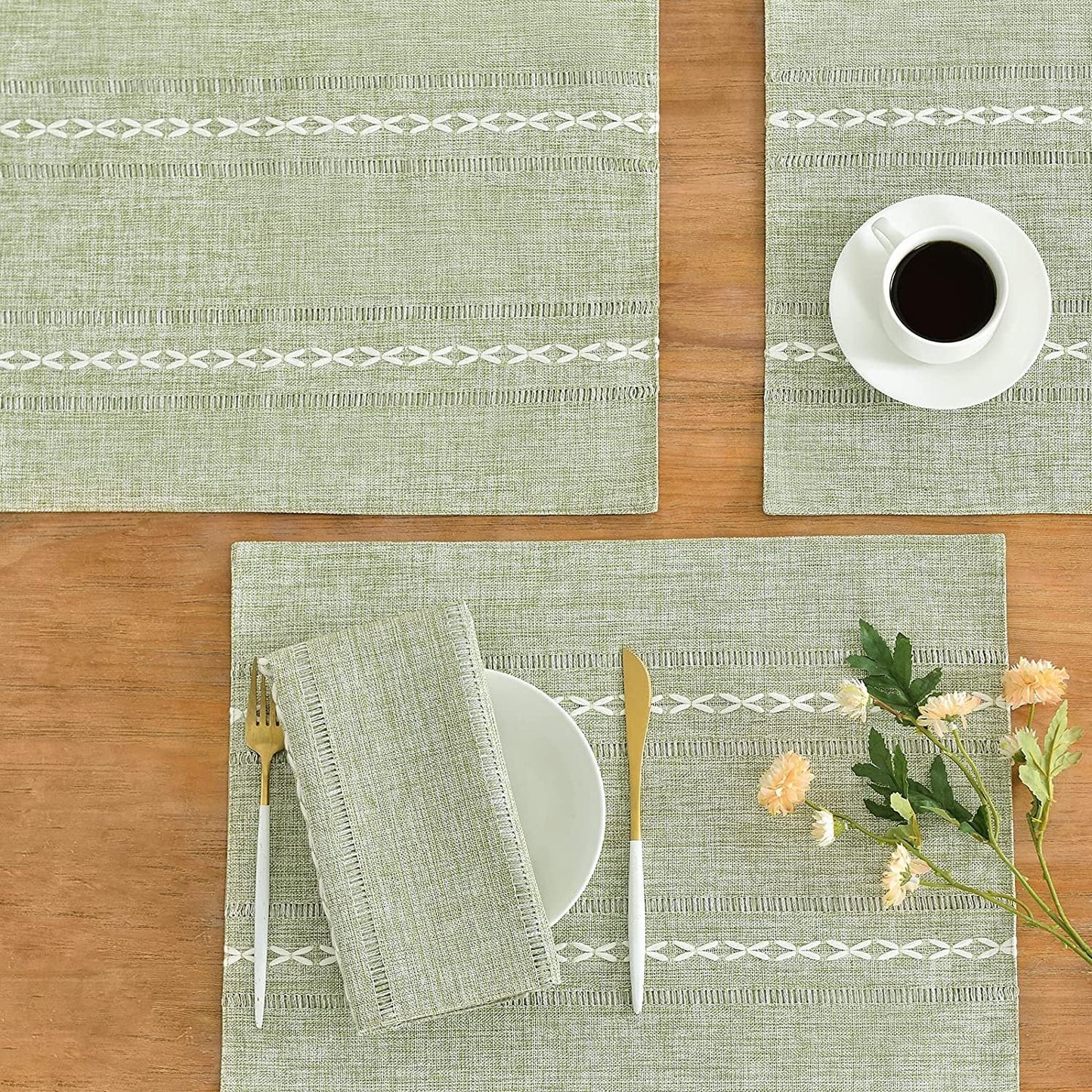 Woven Cotton Linen Placemat, Natural Heat-Resistant Table Mat for Coffee, Tea and Dining
