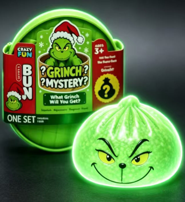 Christmas Grinch Dumpling Squishy Toy – 8.5 cm TPR Mystery Expression Stress Relief Toy, Holiday Stocking Stuffer, Party Favor & Christmas Gift