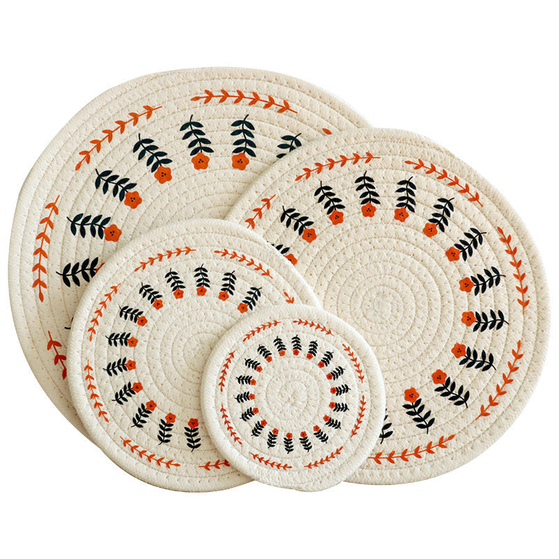 Woven Cotton Trivet, Nordic Heat-Resistant Table Mat