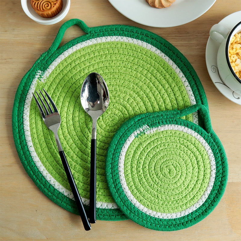 Fruit-Themed Cotton Rope Trivet, Round Heat Resistant Placemat, Coaster & Hanging Pot Holder