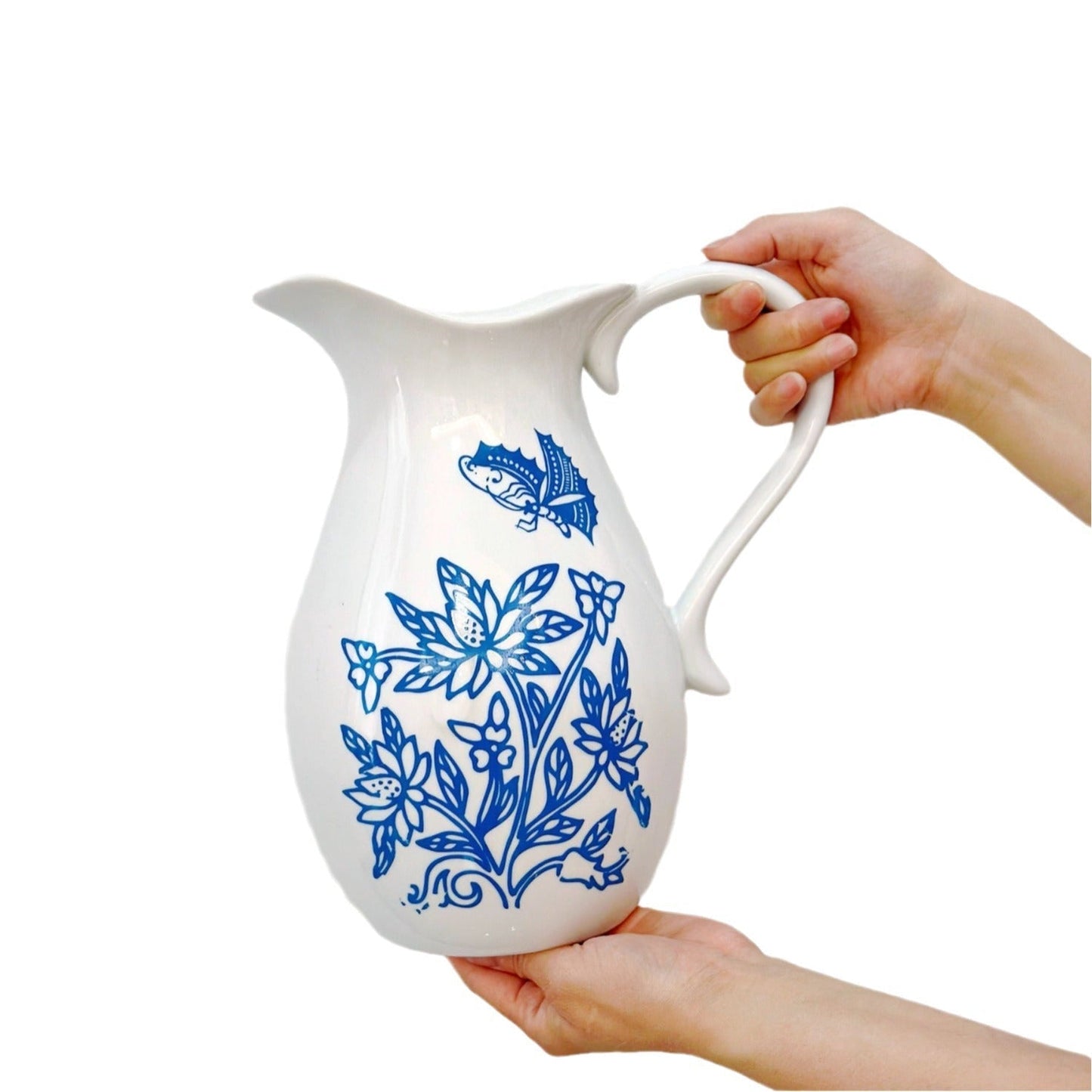 Rustic Ceramic Pitcher Vase – Farmhouse Tabletop Flower Vase