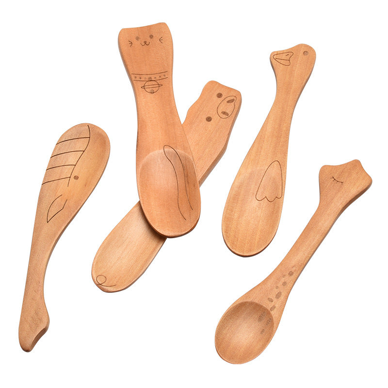 Cute Wooden Spoon | Cartoon Honey Jam Spoon for Kids Dining & Kitchen Accessories