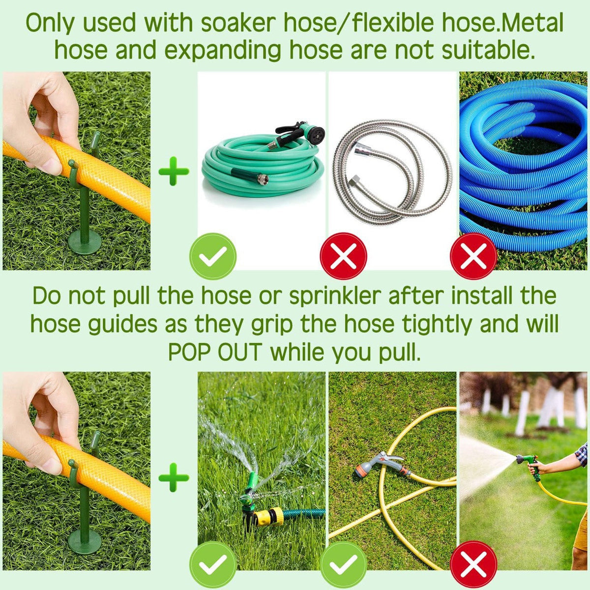 Garden Hose Holder Stakes – Heavy Duty Ground Support Clips for Water Hose Organization, Lawn & Garden Use