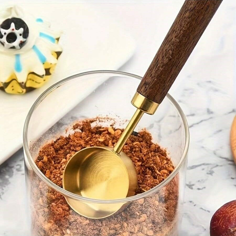 Acacia Wood Handle Measuring Spoons Set – Stainless Steel Coffee Scoop Set