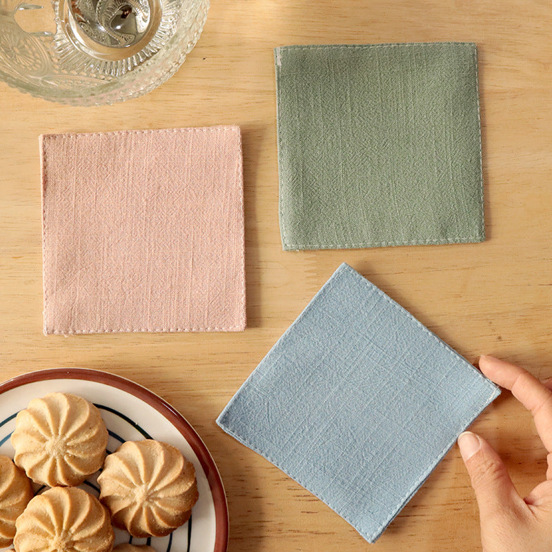 Solid Linen Coaster, Heat-Resistant Tea Cup Mat