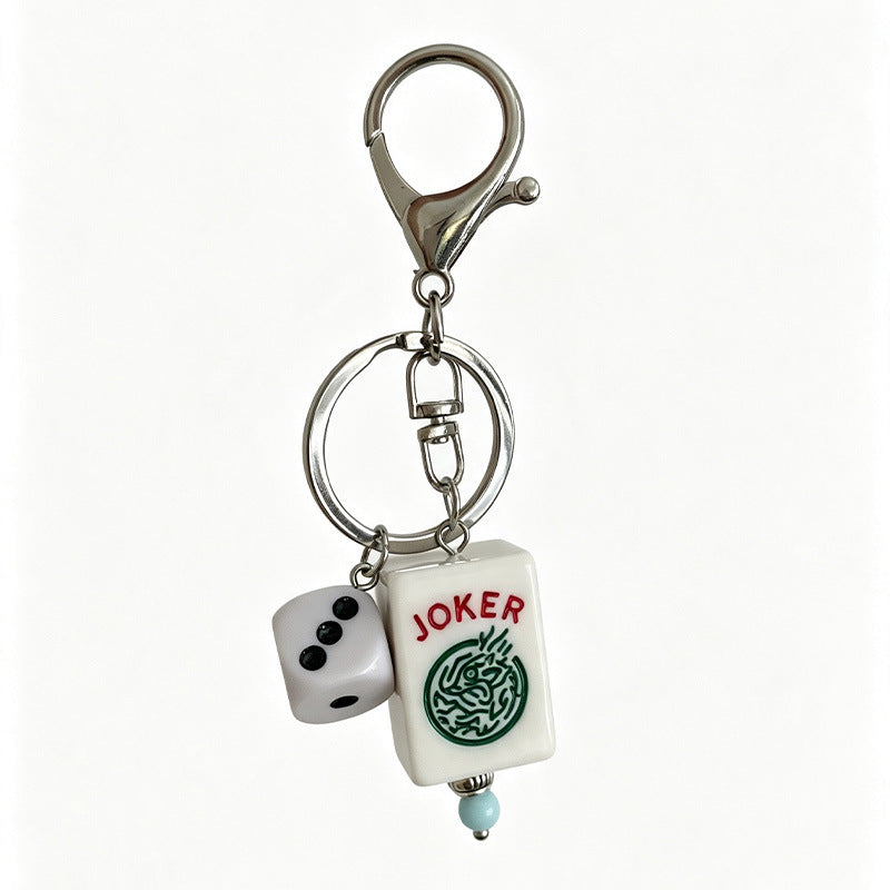 Mahjong Joker Tile and Dice Resin Keychain – Game Lover Bag Charm