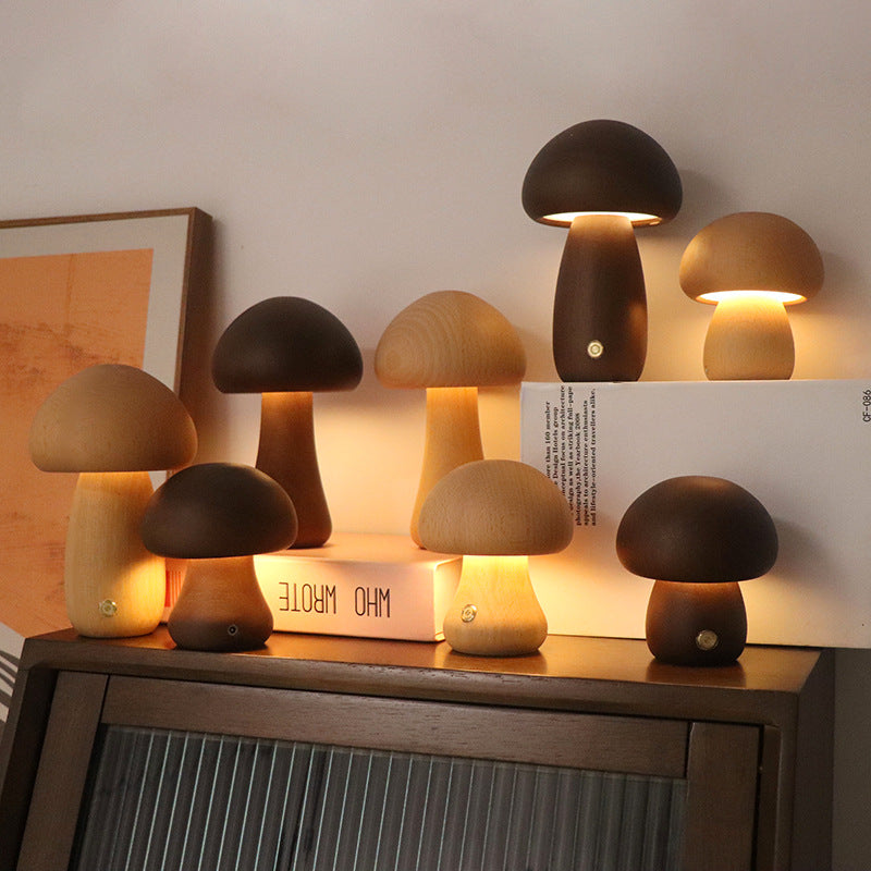 Ins Mushroom Night Light – Touch LED Bedside Ambient Lamp