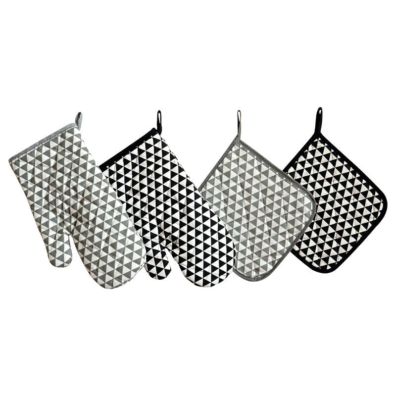 Thick Heat Resistant Oven Mitt & Pot Holder Set for Baking, Microwave & Kitchen Use