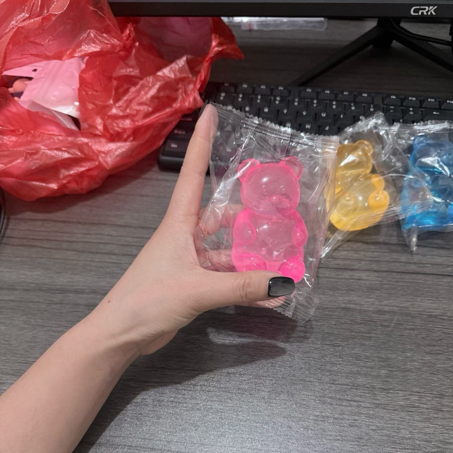 Malt Syrup Bear Squishy Toy – Transparent Jelly Stress Relief Fidget Toy