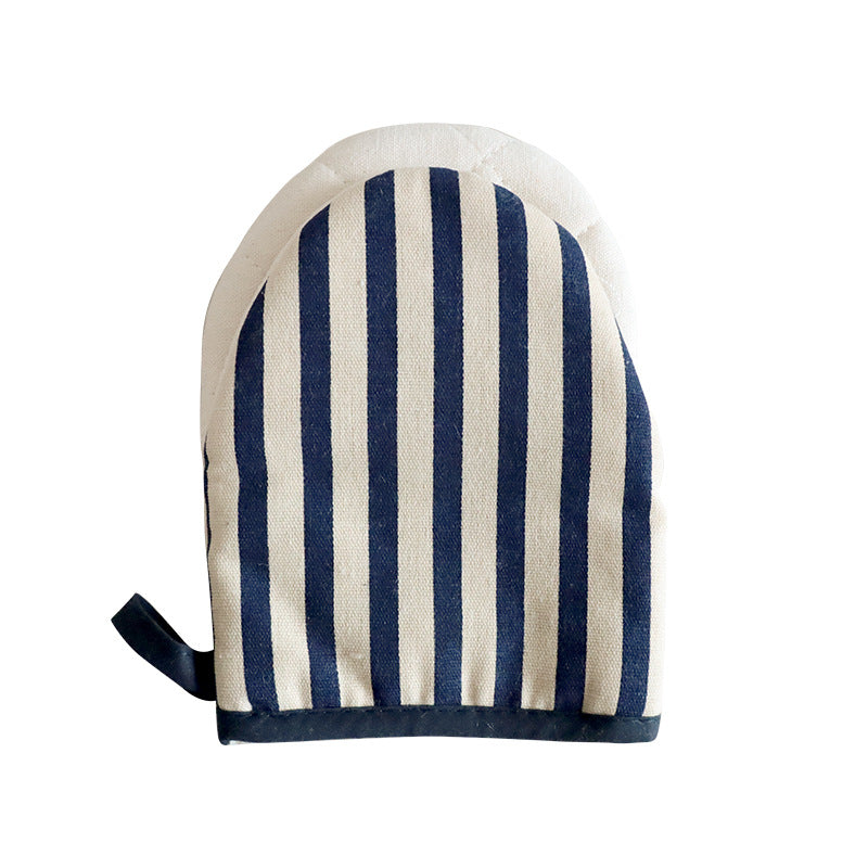 Cotton Mini Oven Mitt – 18 × 14 cm Striped and Polka Dot Heat-Resistant Pot Holder with Hanging Loop
