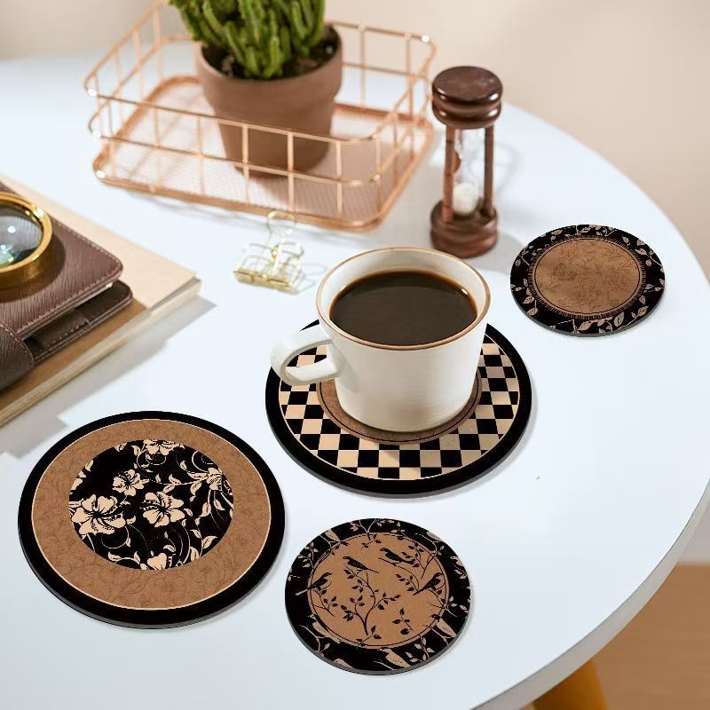 Round Rubber Placemat Set – Vintage Floral Table Mat Set
