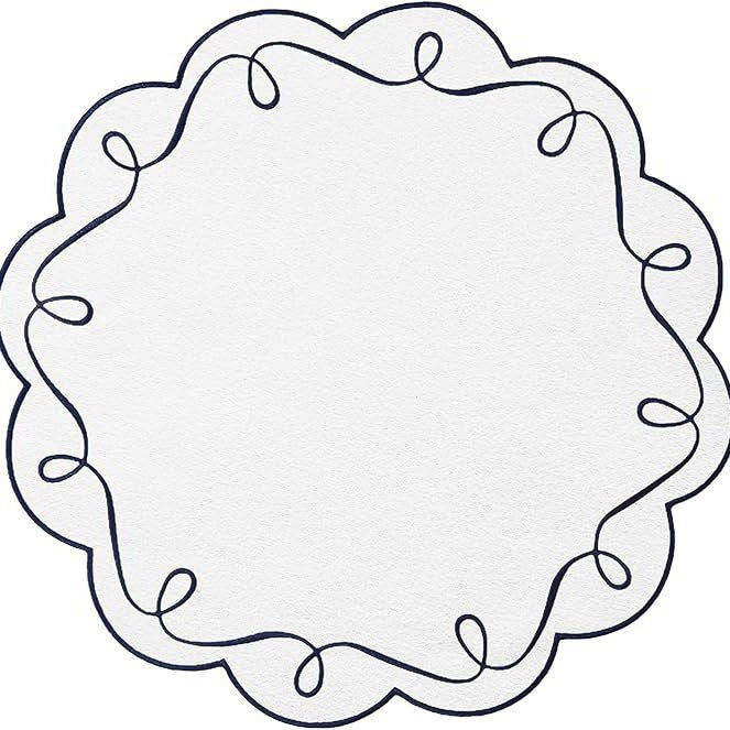 Embroidered Round Placemat – Scalloped Fabric Table Mat
