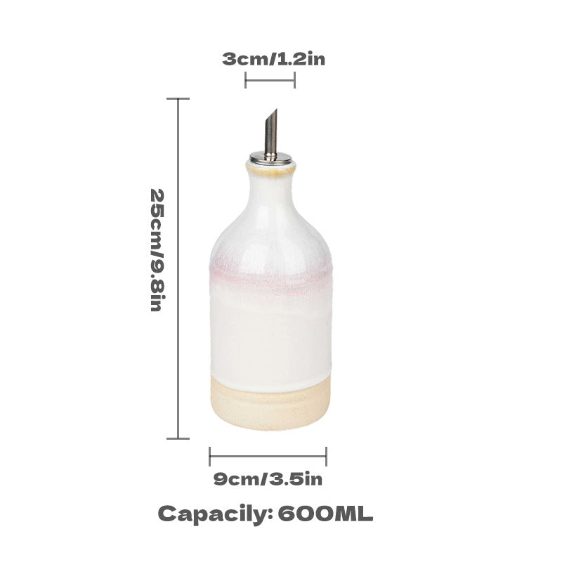 Wabi-Sabi Ceramic Oil Dispenser – Automatic Pour Olive Oil & Vinegar Bottle