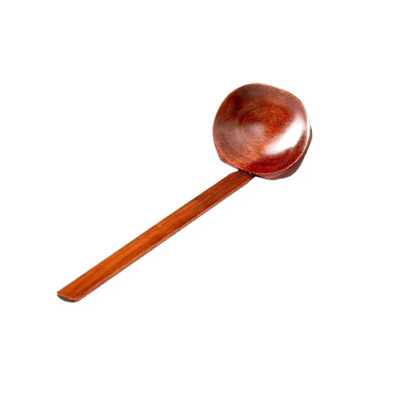 Wooden Soup Ladle – Camphor Wood & Bamboo Serving Spoon, 22cm Deep Scoop or Slotted Ladle for Cooking & Kitchen Use